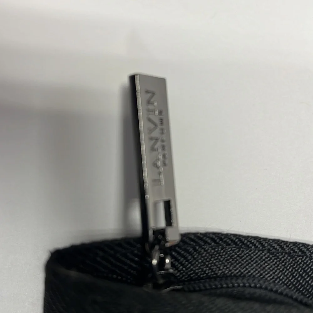 Lanvin Parfums Black Nylon Zip Top Make Up Clutch Pouch